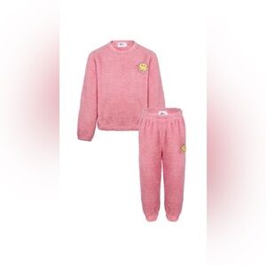 Lola + The Boys Fuzzy Pink Pajama Set with Smiley